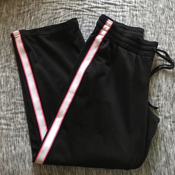 Danskin Now Athletic Pants SzM (8-10) Black Side Stripe Pink/White Nice Pre-Owne - Picture 1 of 12